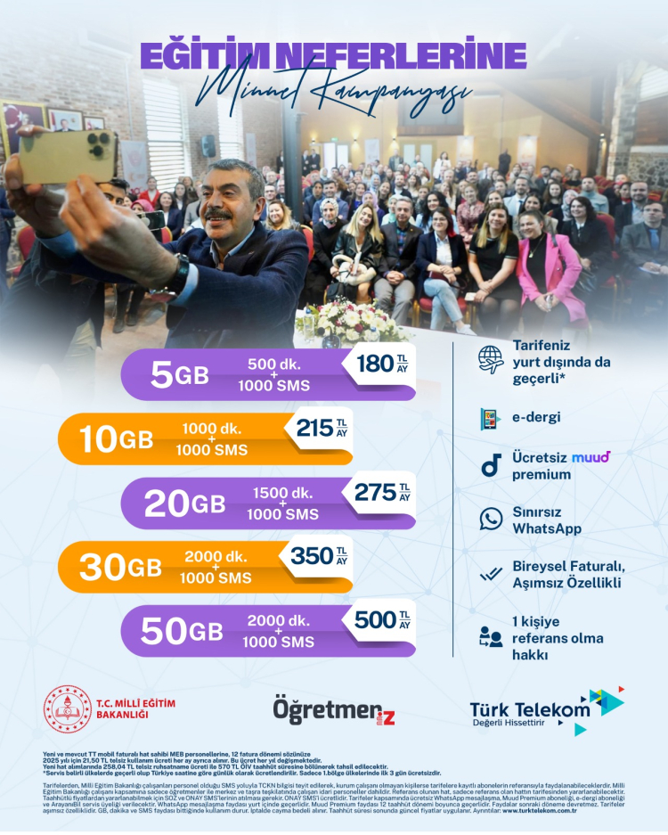 Öğretmenler ve Bakanlık Personeline Uygun Fiyatlı Tarife Desteği