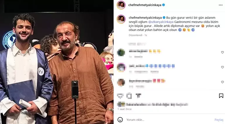 Ünlü Şef Mehmet Yalçınkaya'nın Oğlu Mezuniyet Sevincini Paylaştı