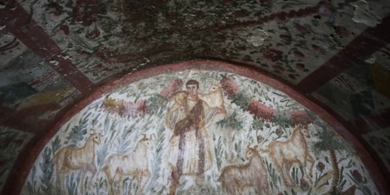 Hisardere kazılarında “çoban İsa” freski bulundu: Zarar görmeden çıkartılması için çalışmalar sürüyor